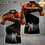 Maxcorners Billiard Flame Swing Multicolor Customized Name, Team Name 3D Shirts | Black