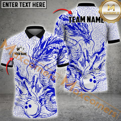 Maxcorners Majestic Dragon Strike Dot Pattern Bowling Jersey Multicolor Options Personalized Name, Team Name 3D Shirt