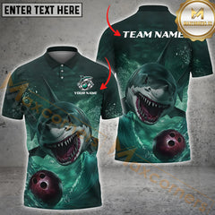Maxcorners Bowling Shark Multicolor Options Personalized Name, Team Name 3D Shirt