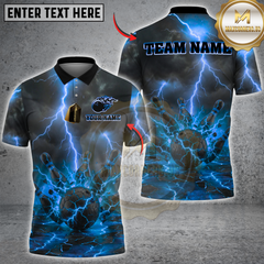 Maxcorners Bowling Exploding Ball & Lightning Multicolor Customized Name, Team Name 3D Shirts