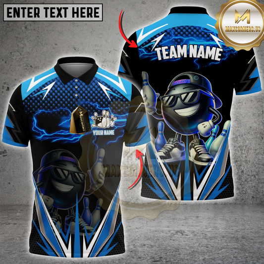 Maxcorners Bowling Funny Ball Street Style Multicolor Customized Name, Team Name 3D Shirts