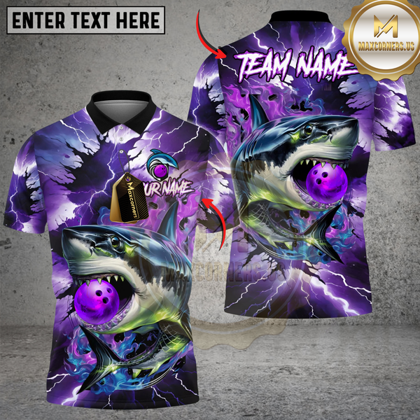 Maxcorners Storm Shark Bowling Multicolor Customized Name, Team Name 3D Shirts