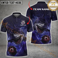 Maxcorners Bowling Shark Multicolor Options Personalized Name, Team Name 3D Shirt
