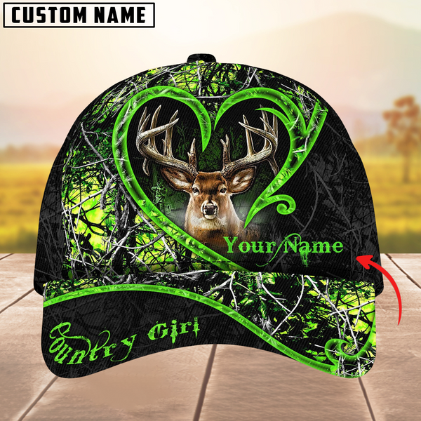 Maxcorners Deer Hunting The Best Love Deer Country Girls Pattern Multicolor Personalized Name 3D Cap