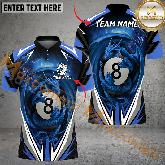 Maxcorners Billiard Dragon Ball 8 Sport Jersey Multicolor Options Personalized Name, Team Name 3D Polo Shirt (4 Colors)