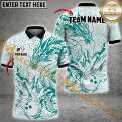 Maxcorners Majestic Dragon Strike Dot Pattern Bowling Jersey Multicolor Options Personalized Name, Team Name 3D Shirt