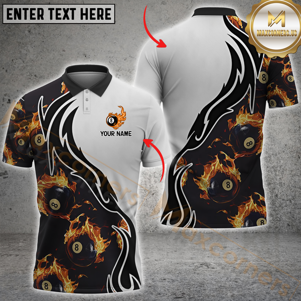 Maxcorners Billiard Inferno 8-Ball Multicolor Options Personalized Name, Team Name 3D Shirt