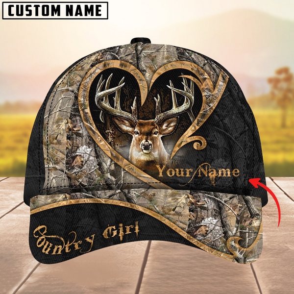 Maxcorners Deer Hunting The Best Love Deer Country Girls Pattern Multicolor Personalized Name 3D Cap