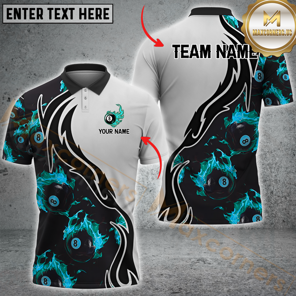 Maxcorners Billiard Inferno 8-Ball Multicolor Options Personalized Name, Team Name 3D Shirt