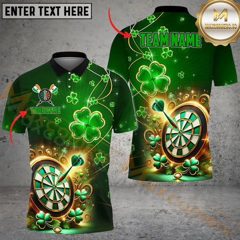 MaxCorners Darts Irish Lucky Dartboard Customized Name, Team Name 3D Polo Shirt