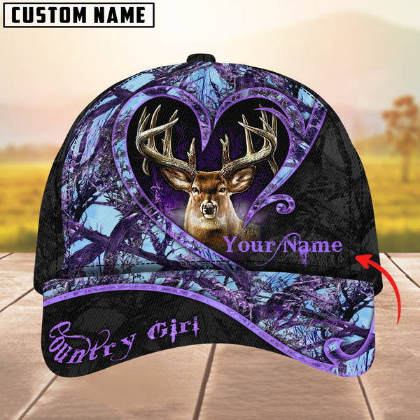 Maxcorners Deer Hunting The Best Love Deer Country Girls Pattern Multicolor Personalized Name 3D Cap