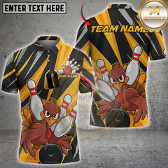 Maxcorners Angry Turkey Bowling Personalized Name, Team Name Unisex 3D Shirt