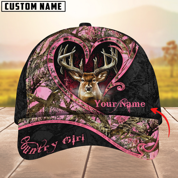 Maxcorners Deer Hunting The Best Love Deer Country Girls Pattern Multicolor Personalized Name 3D Cap