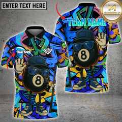 Maxcorners Billiard Graffiti 8-Ball Multicolor Personalized 3D Shirt,  8-Ball Swagger with Shades Shirt