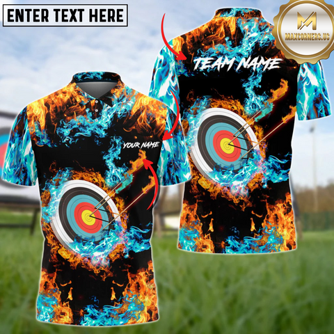 Maxcorners Archery Fire And Water Power Personalized Name, Team Name 3D Shirt