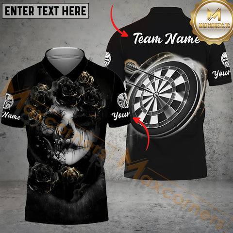 Maxcorners Darts Skull Art Personalized Name, Team Name 3D Shirt