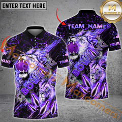 Maxcorners Lion Roar Bowling Jersey Multicolor Option Customized Name, Team Name 3D Polo Shirt