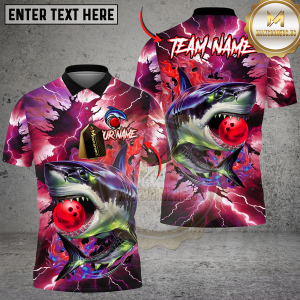 Maxcorners Storm Shark Bowling Multicolor Customized Name, Team Name 3D Shirts