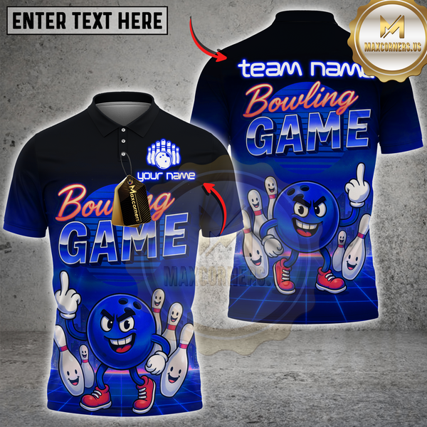 Maxcorners Cartoon Bowling Squad Multicolor Customized Name, Team Name 3D Shirts