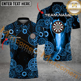 Maxcorners Green Darts Gearwheel Pattern Custom Dart Shirts For Men, Dart Jerseys Darts League Team Uniform