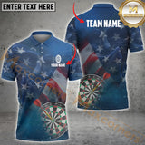 Maxcorners Us Flag Thunder Lightning Darts Jersey Personalized Name, Team Name 3D Polo Shirt