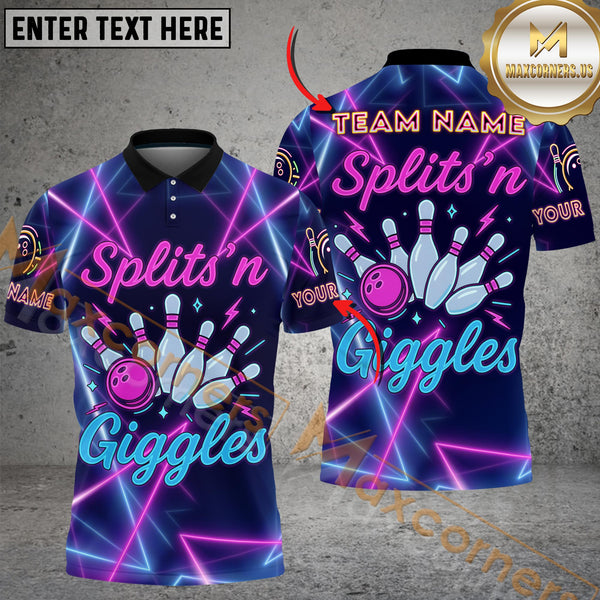 Maxcorners Bowling Splits ‘n Giggles Personalized Name 3D Unisex Shirt