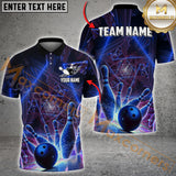 Maxcorners Bowling Neon Strike Multicolor Option Customized Name, Team Name 3D Polo Shirt