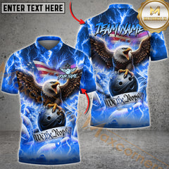 Maxcorners Bowling Freedom Flight Eagle US Flag Multicolor Option Customized Name, Team Name 3D Polo Shirt