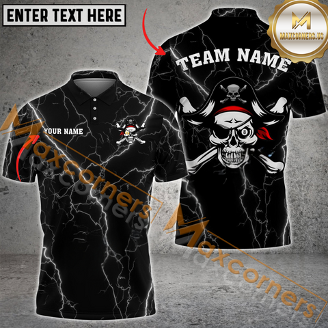 Maxcorners Pirate Billiard Jersey Customized Name, Team Name 3D Polo Shirt