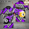 Maxcorners Billiards Ball 8&9 Lightning Racing Personalized Name Men And Women 3D Polo Shirt Custom Billiard Team Jersey (4 Colors)