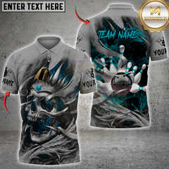 Maxcorners Bowling Skull Multicolor Customized Name, Team Name 3D Shirts