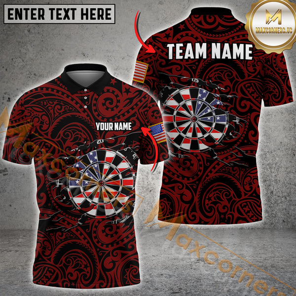Maxcorners Darts Patriotic Dartboard With Tribal Pattern Multicolor Customized Name, Team Name 3D Shirts