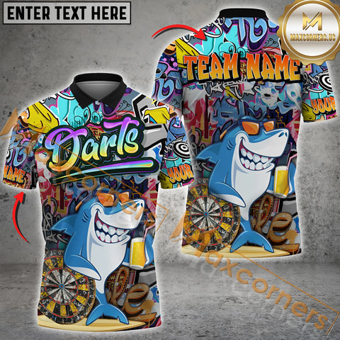 Maxcorners Graffiti-Style Shark Darts Jersey Multicolor Options Personalized Name, Team Name 3D Shirt