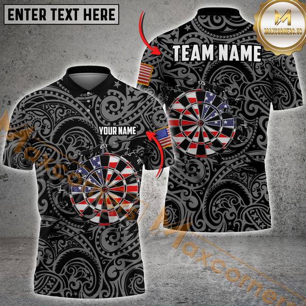 Maxcorners Darts Patriotic Dartboard With Tribal Pattern Multicolor Customized Name, Team Name 3D Shirts