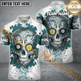 Maxcorners Ball 8&Ball 9 Sugar Skull Art Billiard Jersey Multicolor Options Personalized Name, Team Name 3D Polo Shirt (4 Colors)