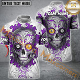 Maxcorners Ball 8&Ball 9 Sugar Skull Art Billiard Jersey Multicolor Options Personalized Name, Team Name 3D Polo Shirt (4 Colors)