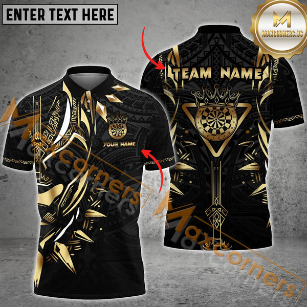 Maxcorners Darts King Crown Diamond Broken Pattern MutilColor Option Customized Name, Team Name 3D Polo Shirt