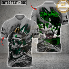 Maxcorners Bowling Skull Multicolor Customized Name, Team Name 3D Shirts