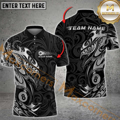 Maxcorners Billiard 8-Ball Pool With Tribal Style Multicolor Customized Name, Team Name 3D Shirts