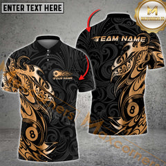 Maxcorners Billiard 8-Ball Pool With Tribal Style Multicolor Customized Name, Team Name 3D Shirts
