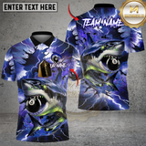 Maxcorners Billiard Lightning Shark 8-Ball Multicolor Customized Name, Team Name 3D Shirt