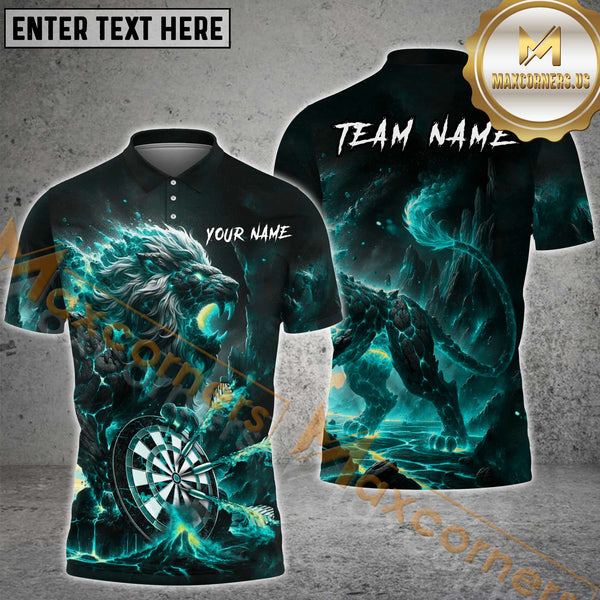 Maxcorners Custom Dart Team Jersey, Fiery Lion Flaming Dartboard Personalization And Team Name