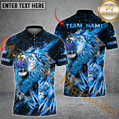 Maxcorners Lion Roar Bowling Jersey Multicolor Option Customized Name, Team Name 3D Polo Shirt