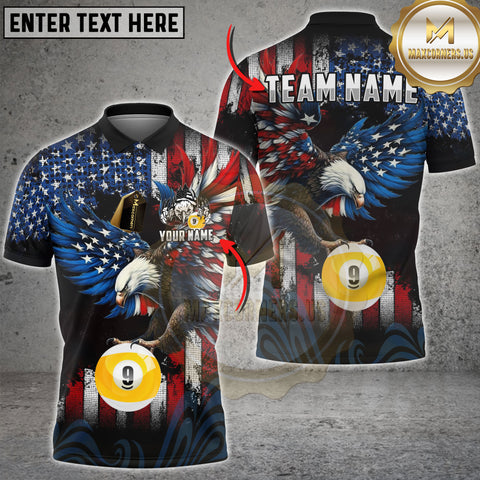 Maxcorners American Eagle 9-Ball Jersey Personalized Name 3D Unisex Shirt