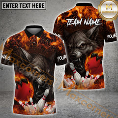 Maxcorners Bowling Wolf Strike Multicolor Customized Name, Team Name 3D Shirts