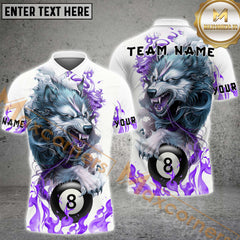 Maxcorners Billiard Angry Wolf Multicolor Personalized Name, Team Name 3D Shirt