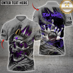 Maxcorners Bowling Skull Multicolor Customized Name, Team Name 3D Shirts