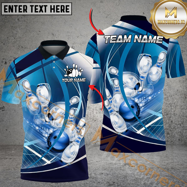 Maxcorners Bowling Dynamic Motion Theme Multicolor Customized Name, Team Name 3D Shirts