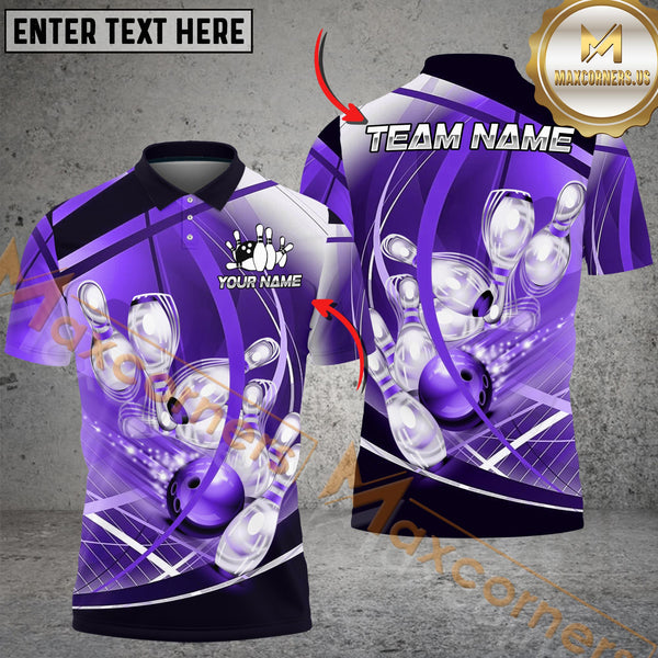 Maxcorners Bowling Dynamic Motion Theme Multicolor Customized Name, Team Name 3D Shirts