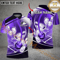 Maxcorners Bowling Dynamic Motion Theme Multicolor Customized Name, Team Name 3D Shirts